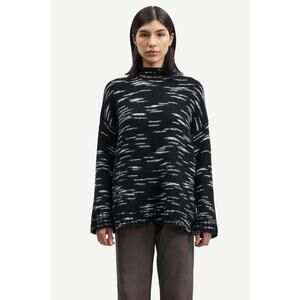 Samsoe Samsoe 'Celeste' Black White Oversized Mock Neck Sweater Size Medium